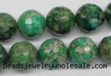 CDI98 16 inches 14mm faceted round dyed imperial jasper beads wholesale