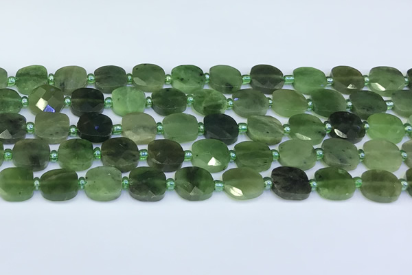 CDJ411 15.5 inches 10mm faceted square Canadian jade beads