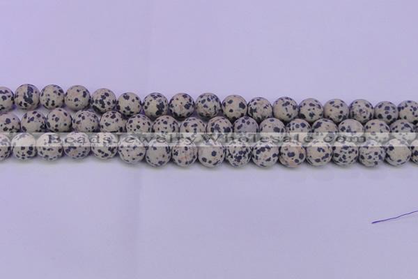 CDM84 15.5 inches 12mm round matte dalmatian jasper beads