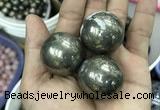 CDN10 30mm round pyrite gemstone decorations wholesale