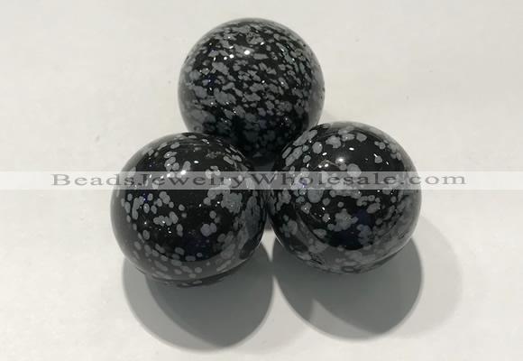 CDN1061 30mm round snowflake obsidian decorations wholesale