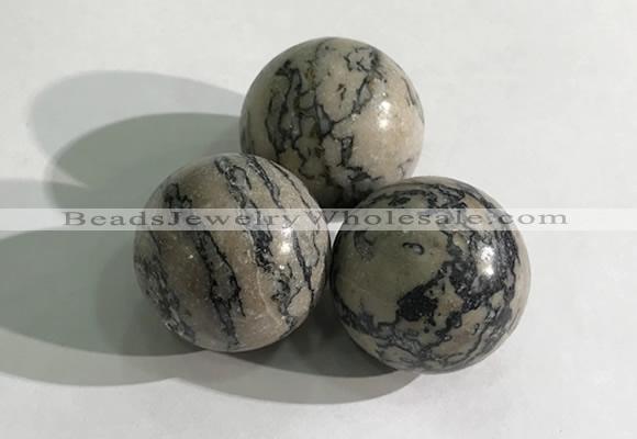 CDN1149 30mm round zebra jasper decorations wholesale