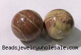 CDN1274 40mm round red picture jasper decorations wholesale