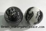 CDN1276 40mm round black & white jasper decorations wholesale