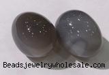 CDN1368 35*45mm egg-shaped grey agate decorations wholesale