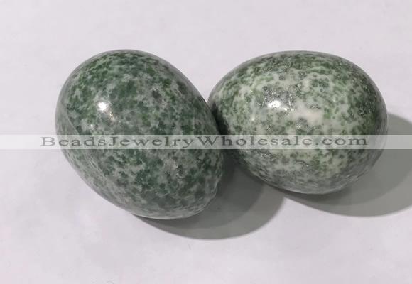 CDN1373 35*45mm egg-shaped green spot stone decorations wholesale