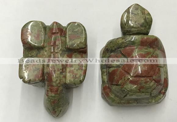 CDN459 38*55*28mm turtle unakite decorations wholesale