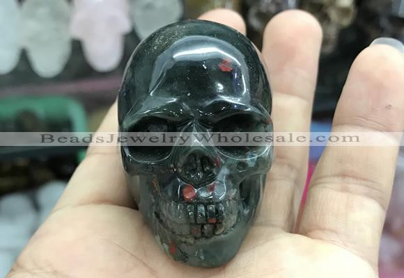 CDN557 35*50*40mm skull blood jasper decorations wholesale