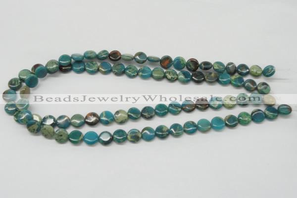 CDS10 16 inches 10mm flat round dyed serpentine jasper beads wholesale