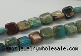 CDS19 16 inches 8*8mm square dyed serpentine jasper beads wholesale