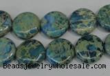 CDS272 15.5 inches 14mm flat round dyed serpentine jasper beads