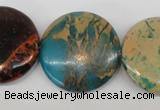 CDS33 15.5 inches 30mm flat round dyed serpentine jasper beads