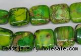 CDT121 15.5 inches 14*14mm square dyed aqua terra jasper beads