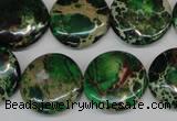 CDT174 15.5 inches 20mm flat round dyed aqua terra jasper beads