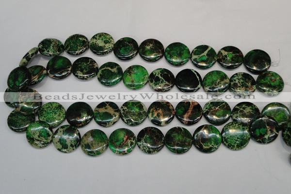 CDT174 15.5 inches 20mm flat round dyed aqua terra jasper beads