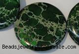 CDT177 15.5 inches 35mm flat round dyed aqua terra jasper beads