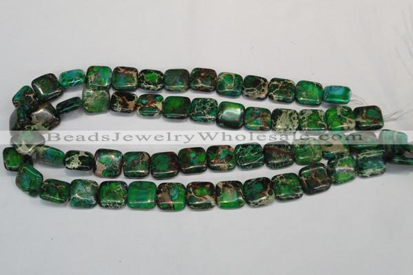 CDT193 15.5 inches 14*14mm square dyed aqua terra jasper beads