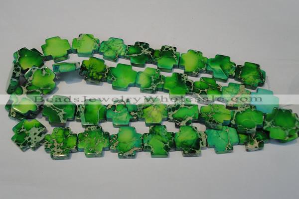 CDT211 15.5 inches 22*22mm cross dyed aqua terra jasper beads