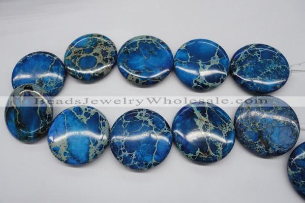 CDT310 15.5 inches 40mm flat round dyed aqua terra jasper beads