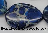 CDT327 15.5 inches 30*40mm flat teardrop dyed aqua terra jasper beads