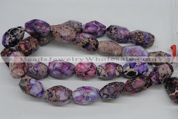 CDT40 15.5 inches 20*30mm faceted nuggets dyed aqua terra jasper beads