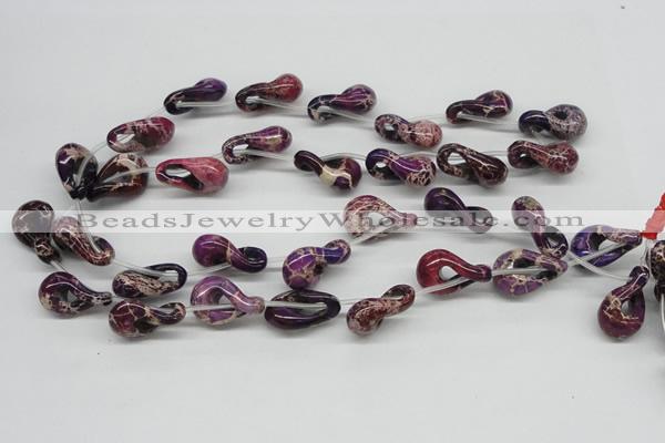 CDT42 15.5 inches 15*24mm petal shaped dyed aqua terra jasper beads