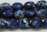 CDT49 15.5 inches 12*15mm faceted egg-shaped dyed aqua terra jasper beads