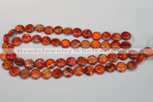 CDT518 15.5 inches 14mm flat round dyed aqua terra jasper beads