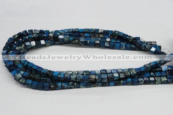 CDT52 15.5 inches 6*6mm cube dyed aqua terra jasper beads wholesale