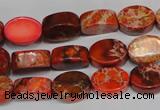 CDT528 15.5 inches 10*14mm oval dyed aqua terra jasper beads