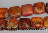 CDT540 15.5 inches 14*14mm square dyed aqua terra jasper beads