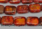 CDT553 15.5 inches 12*16mm rectangle dyed aqua terra jasper beads