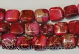 CDT621 15.5 inches 12*12mm square dyed aqua terra jasper beads