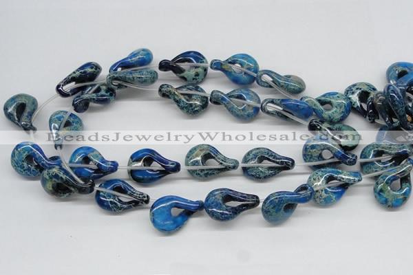 CDT66 15.5 inches 20*30mm petal shaped dyed aqua terra jasper beads