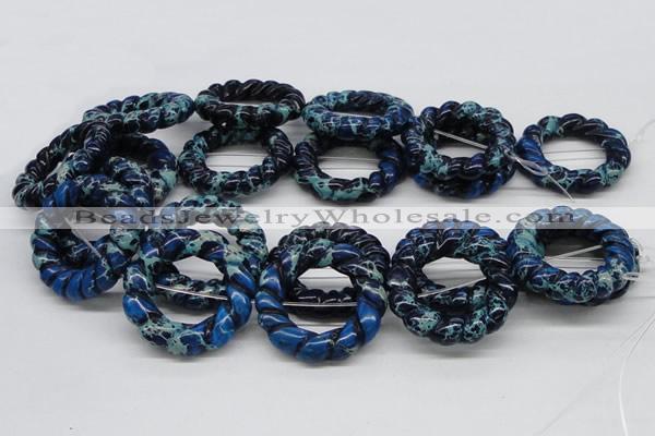 CDT67 15.5 inches 40mm donut shaped dyed aqua terra jasper beads