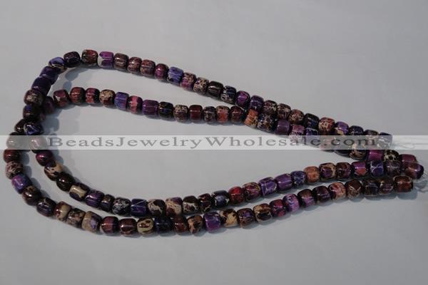 CDT705 15.5 inches 6*8mm nuggets dyed aqua terra jasper beads