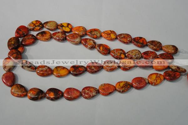 CDT754 15.5 inches 13*18mm flat teardrop dyed aqua terra jasper beads