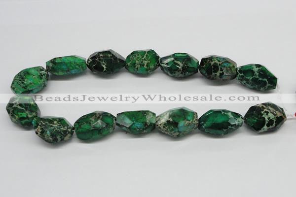 CDT79 15.5 inches 18*28mm faceted nuggets dyed aqua terra jasper beads