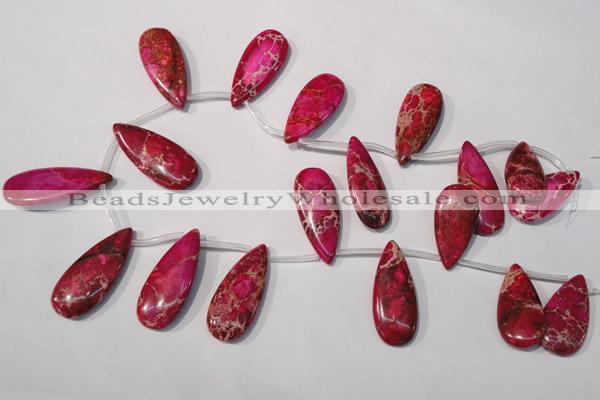 CDT799 Top-drilled 16*32mm flat teardrop dyed aqua terra jasper beads