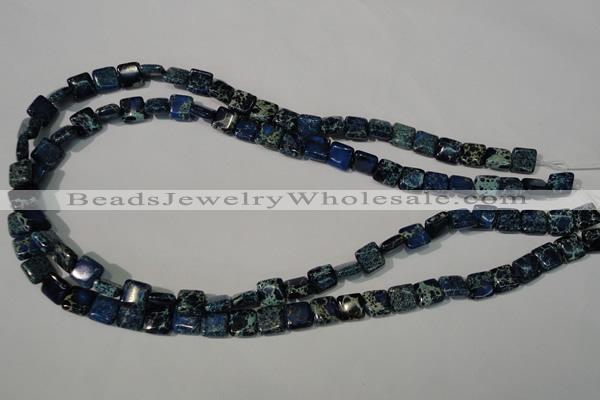 CDT901 15.5 inches 8*8mm square dyed aqua terra jasper beads