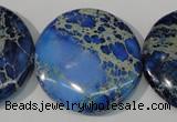 CDT909 15.5 inches 35mm flat round dyed aqua terra jasper beads