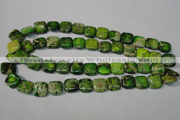 CDT945 15.5 inches 16*16mm square dyed aqua terra jasper beads