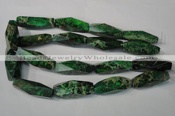 CDT965 15.5 inches 15*45mm faceted rice dyed aqua terra jasper beads