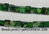 CDT969 15.5 inches 6*6mm cube dyed aqua terra jasper beads