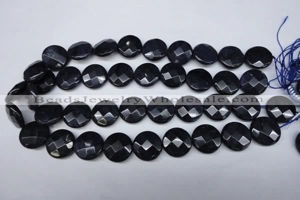 CDU126 15.5 inches 20mm faceted coin blue dumortierite beads