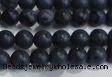 CDU201 15.5 inches 6mm round matte blue dumortierite beads