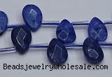 CDU219 Top drilled 8*12mm faceted flat teardrop blue dumortierite beads