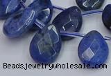 CDU220 Top drilled 13*18mm faceted flat teardrop blue dumortierite beads