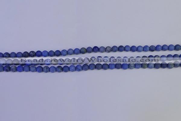 CDU300 15.5 inches 4mm round matte blue dumortierite beads