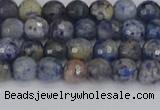 CDU308 15.5 inches 4mm faceted round blue dumortierite beads